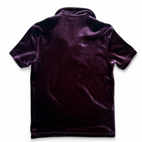Burgundy velvet Armani Exchange polo shirt women size small. Authentic Armani. - Picture 8 of 8